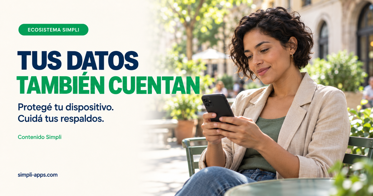 Una mujer usa su celular en una cafetería al aire libre: tus datos también cuentan